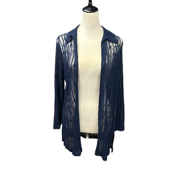 Romantic Glam Sheer Mesh Jacket Picadilly Fashions Navy Dark Feminine Size SP - Picture 2 of 5